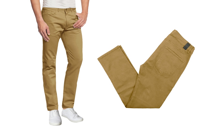 Image 5: Men's 5-Pocket Slim Fit Cotton Stretch Chino Pants (Sizes, 30-42)