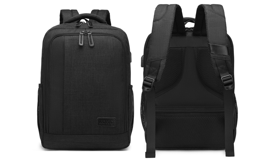 Image 18: KONO Travel Backpack Business Bag with USB Port and Laptop Compartment