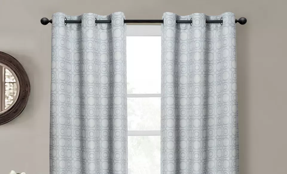 Geo Links Faux Slub Extra-Long Window Panel Pair, 80"x84" - Second Medium