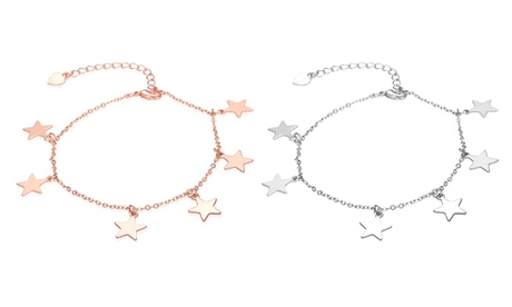 Bracciale in acciaio con 6 stelline, disponibile in 2 colori