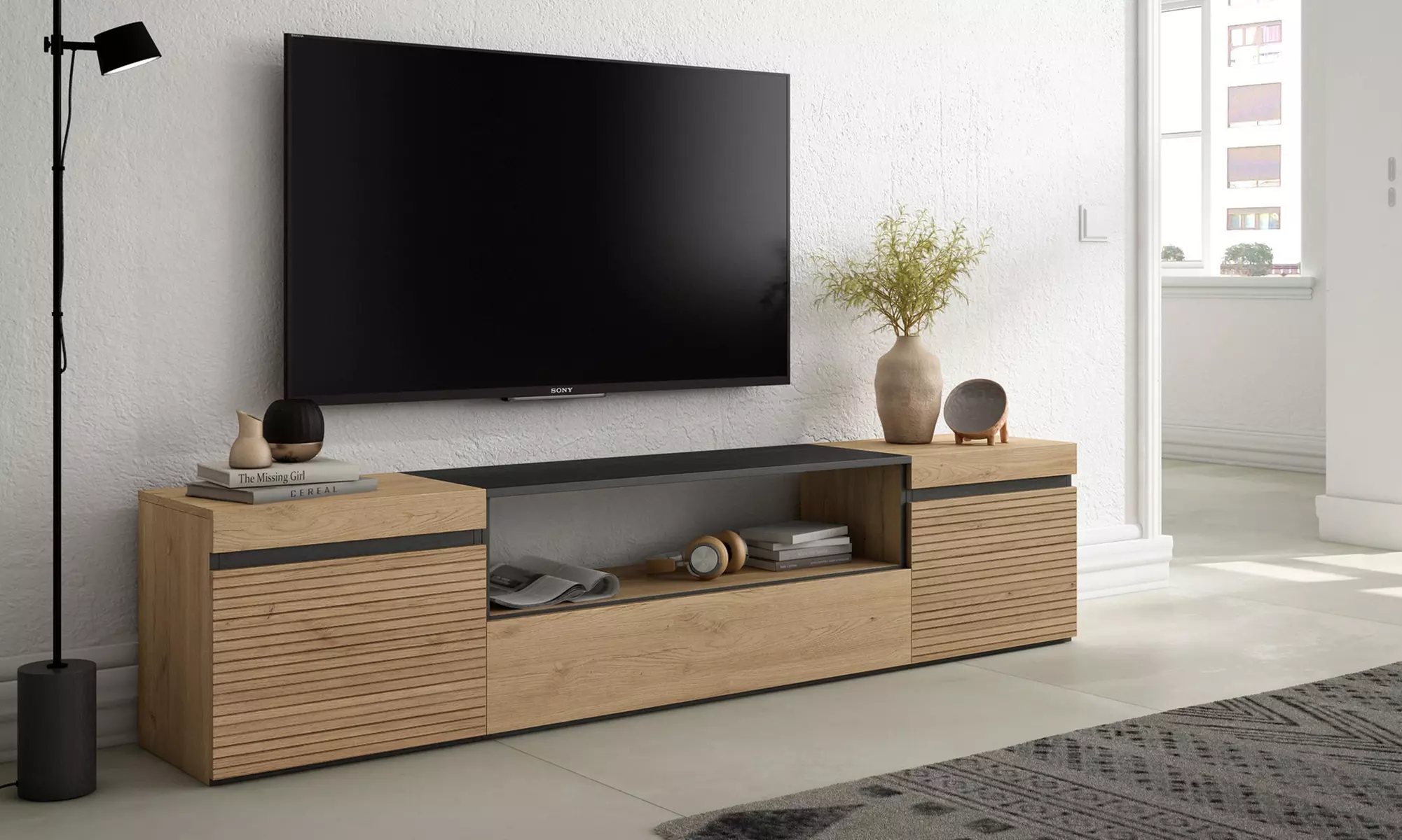 Meuble TV avec ou sans cheminée électrique LED