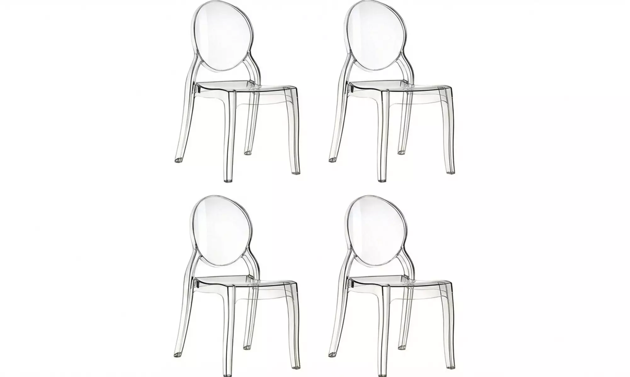Set di 4 sedie in Policarbonato trasparente