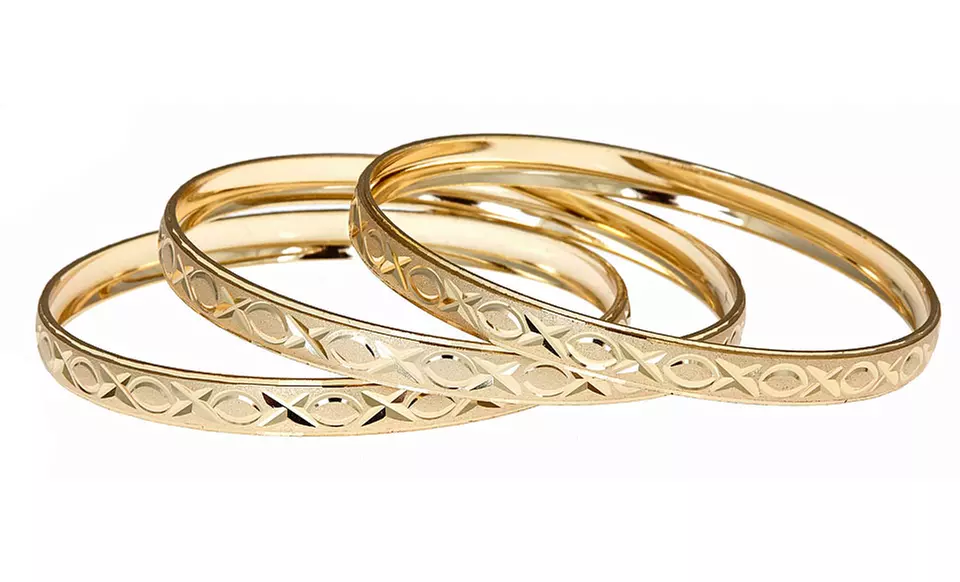 18-Karat Gold-Plated 3-Piece Bangle Set - Second Medium