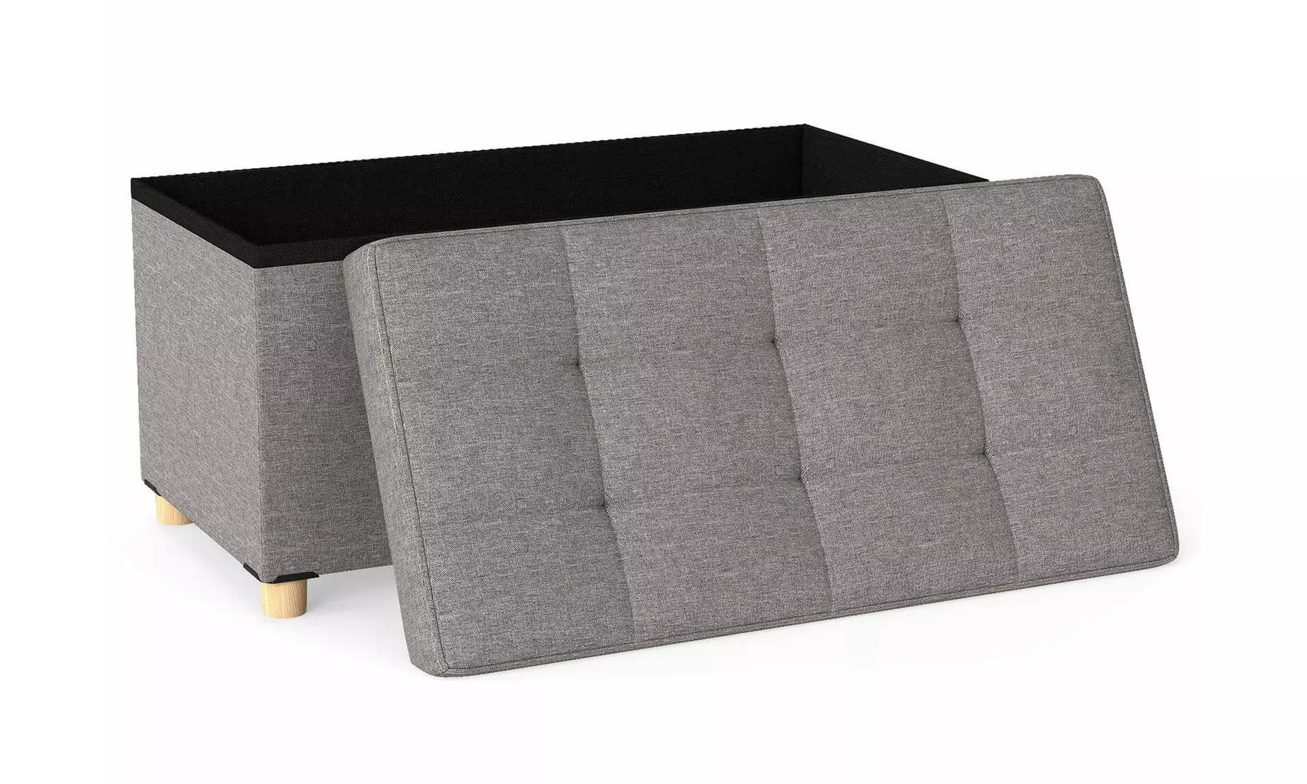 Costway 18 Inches Ottoman with Storage,Tray & Rubber Wood Legs for Small Space