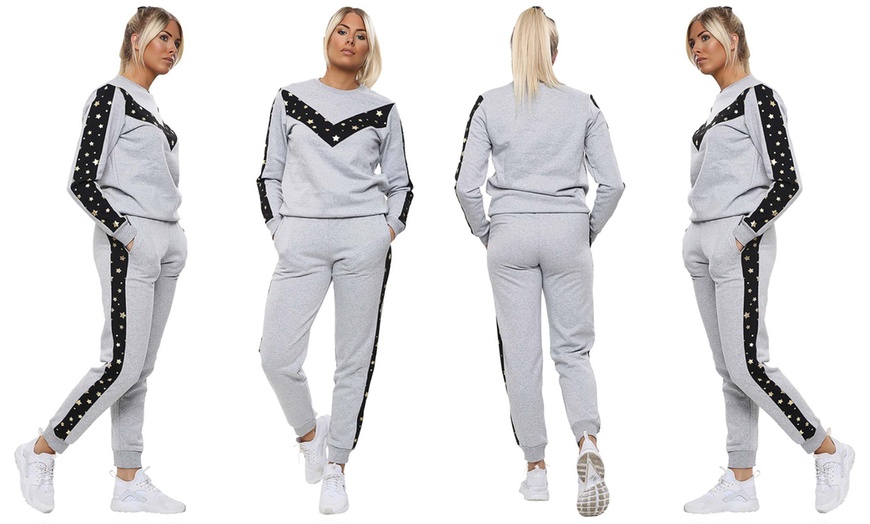 Image 4: Women's Star Print Side Panel Lounge Tracksuit