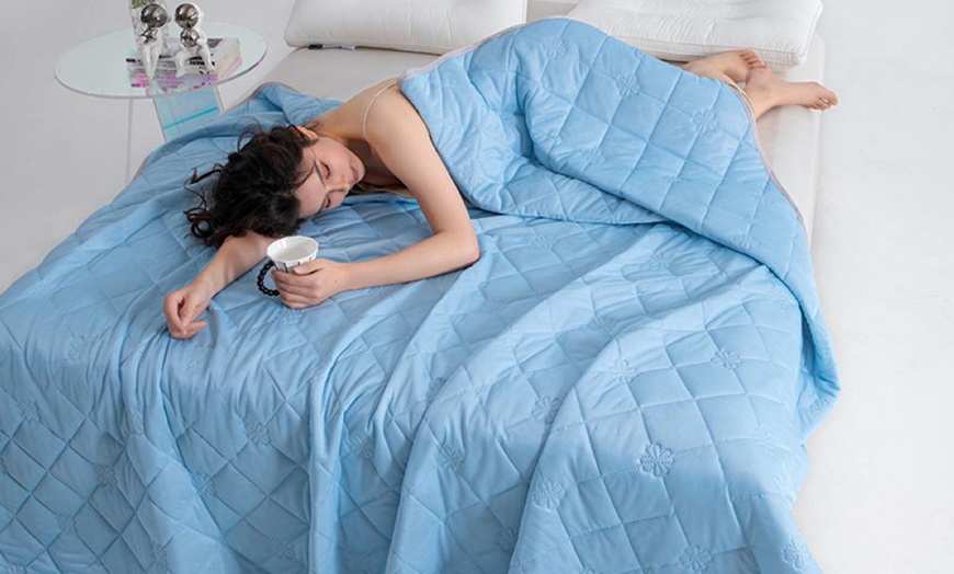 Image 1: Solid Colour-Design Printed Summer Cool Quilt