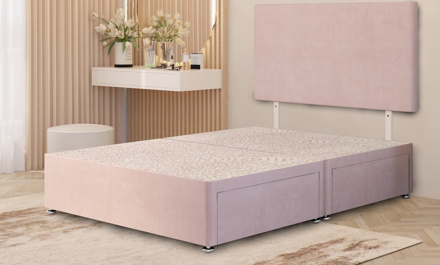 Image 20: Plush Velvet 4-Drawer Divan Bed Set