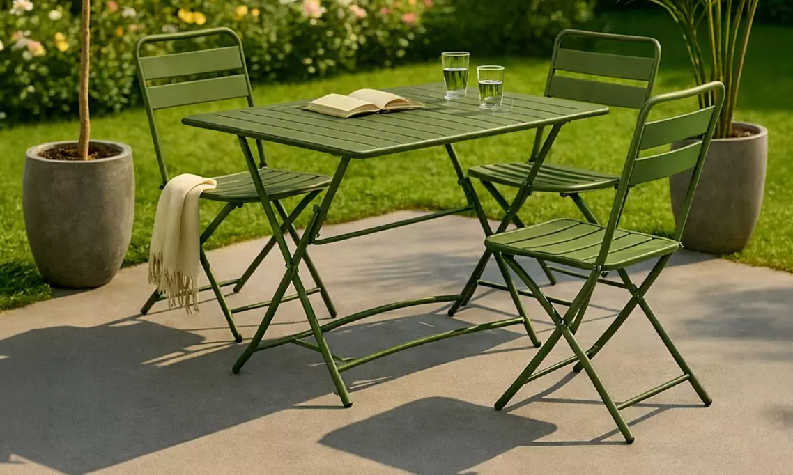 2 sedie pieghevoli in ferro a listelli Camillo Rigamonti