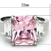 Image 3: WOMENS 6.64 CT EMERALD CUT ROSE ZIRCONIA STAINLESS STEEL ENGAGEMENT RING