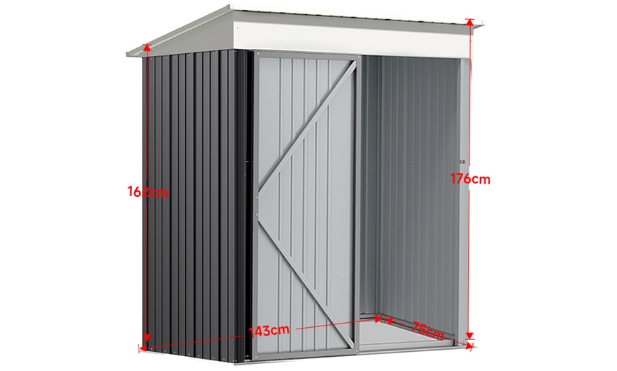 Image 7: Heavy-Duty Lockable Metal Garden Shed with Sloped Roof