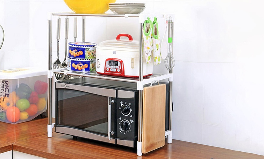 Image 2: Adjustable Microwave Oven Rack