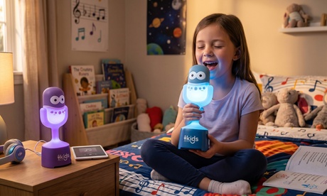 Groupon Unisex Kids Blue Singing Machine Tooth Karaoke Microphone With Led Lights