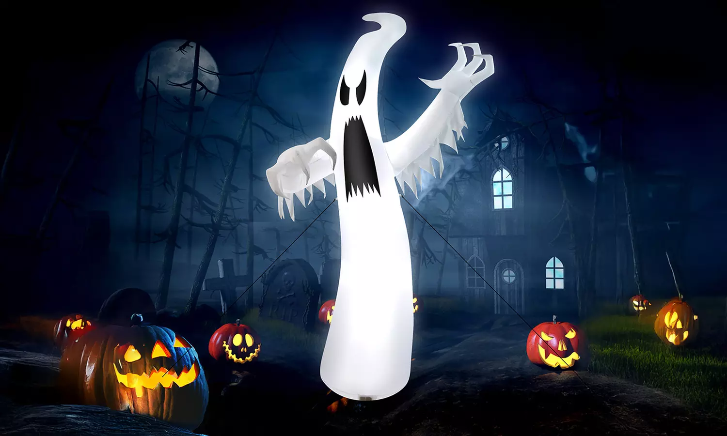 12ft Halloween Inflatable Ghost Quick Blow up LED Lights Outdoor Yard Scary