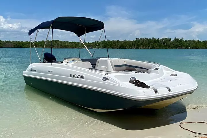4 or 8 Hour Deck Boat Rental with Bimini Top in Naples