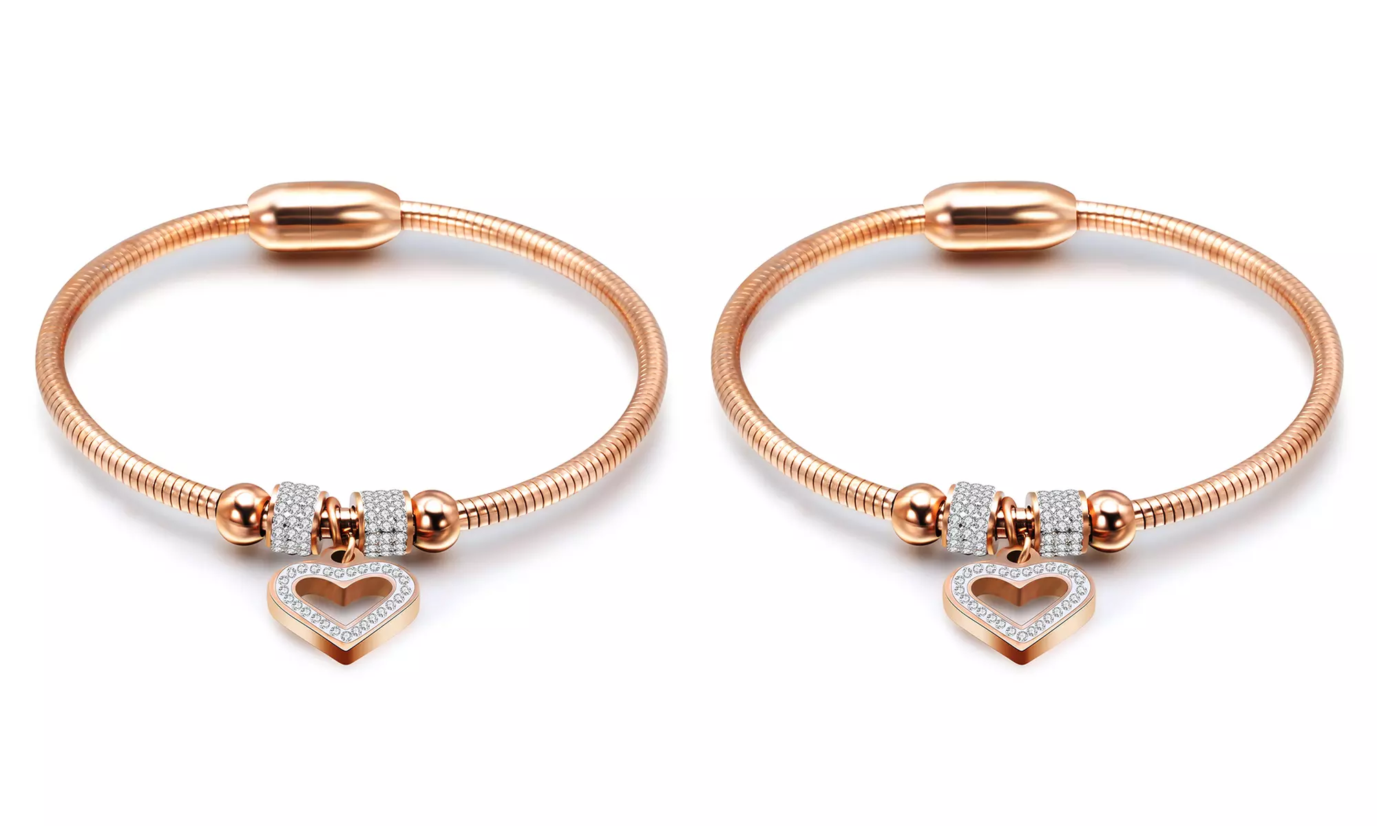 1 ou 2 bracelets à breloque "cœur" orné de cristaux Swarovski®, pour femme - Second Medium