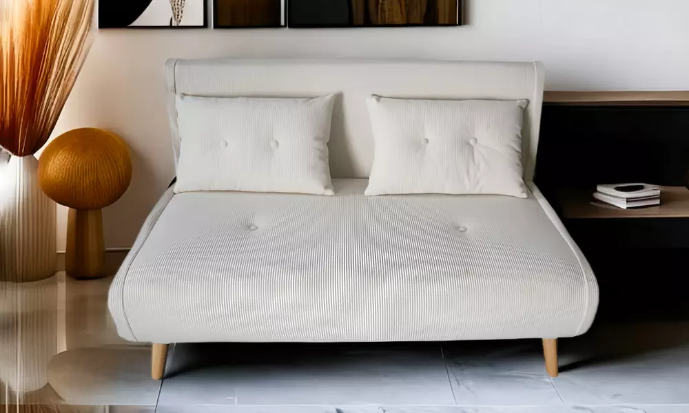 Canapé convertible "Lipik" en velours côtelé beige 2 places de Kocoon