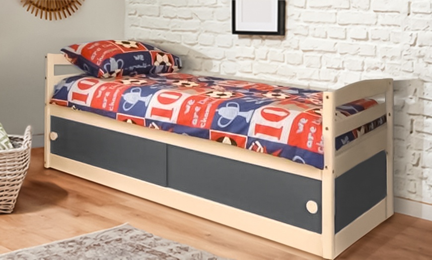 Image 3: Kinder Storage Bed with Coloured Sliding Doors and Optional Mattress