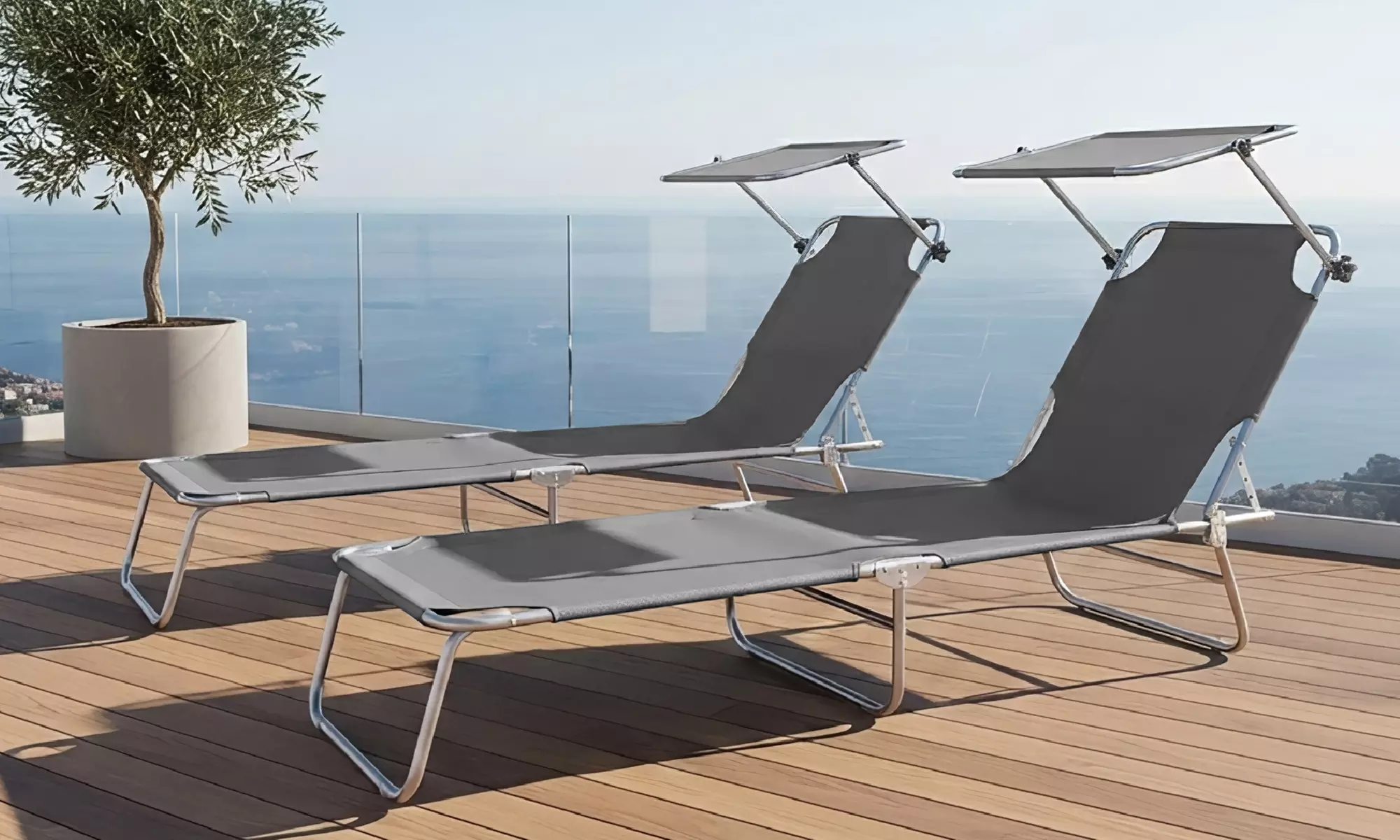 Coppia di lettini prendisole pieghevoli