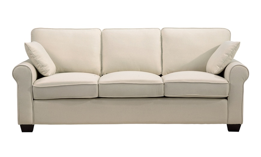 Three-Seater Sofa with Two Throw Pillows | Groupon