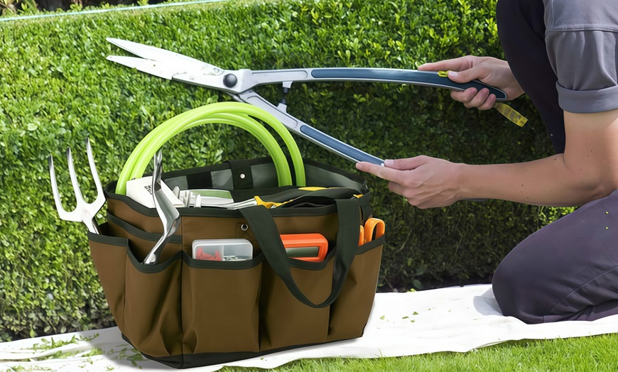 Image 1: 14 Inch Garden Tool Storage Bag and Home Organizer with Pockets