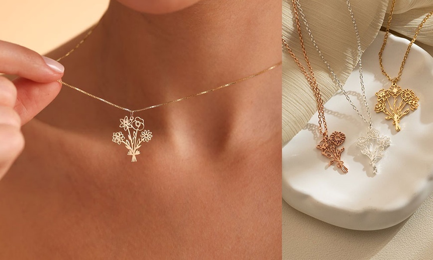Image 12: Personalised Birth Flower Necklace