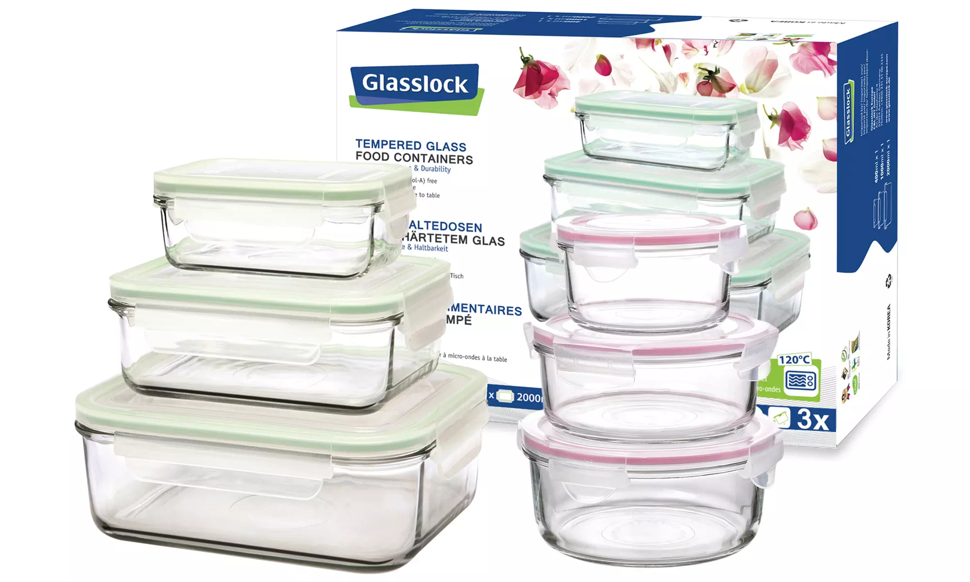 Three- or Ten-Piece Glasslock Food Storage Container Set in Choice of Design - Primary Image