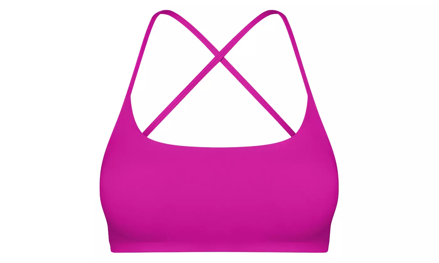 N'POLAR Women's Cross Back Sports Bra Padded Strappy Light Support Workout Bra