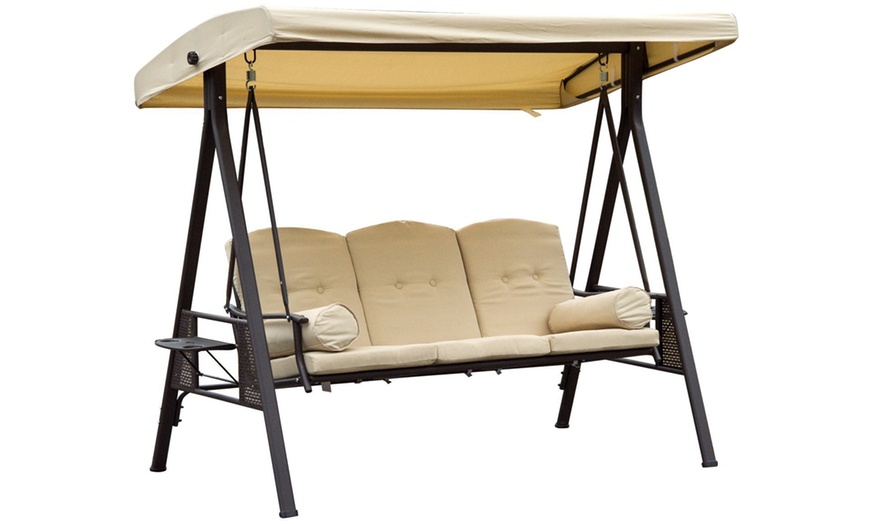 Image 3: Outsunny Three-Seater Swing Chair