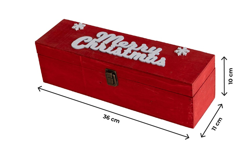 Image 21: Cassetta portabottiglie natalizia