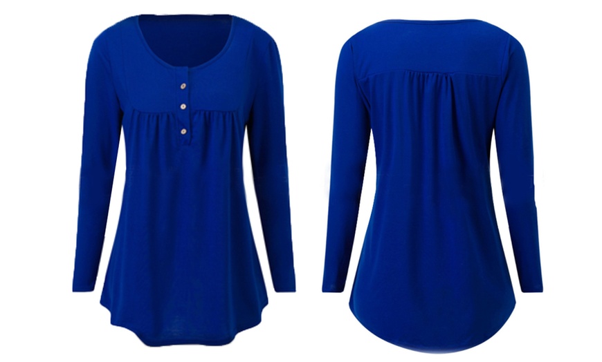 Image 3: Women's Long Sleeve Button Placket Top