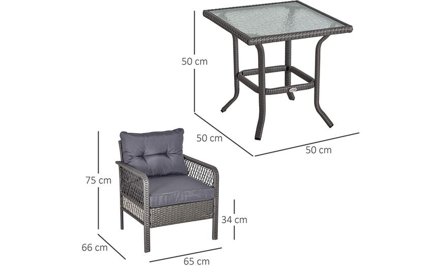 Image 27: Outsunny Woven Bistro Set with 2 Chairs and Table, Choice of Styles