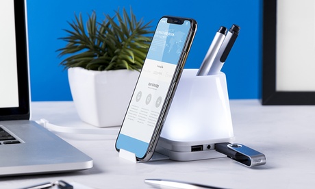 Portapenne Smartek con 4 porte USB 2.0 integrate e supporto per smartphone