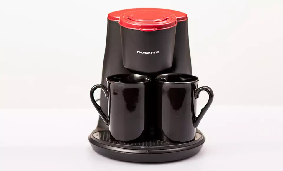 Ovente 2-Cup Coffee Maker with 2 Coffee Cups. Multiple Colors. Free Returns. - Second Medium