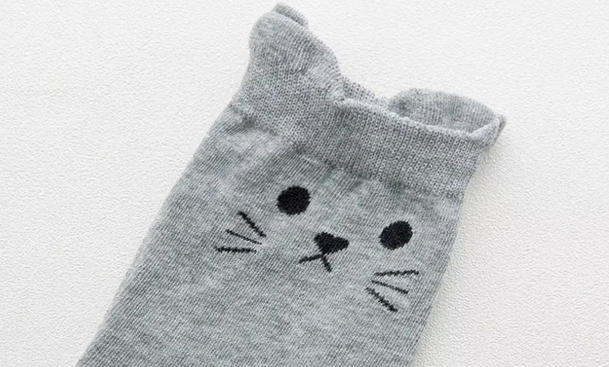 Image 4: Five Pairs of Women's Cartoon Kitty Socks