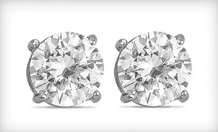 $9 for 2-Carat White Topaz Stud Sterling Silver Earrings ($99.99 Value). Shipping Included. - Primary Image