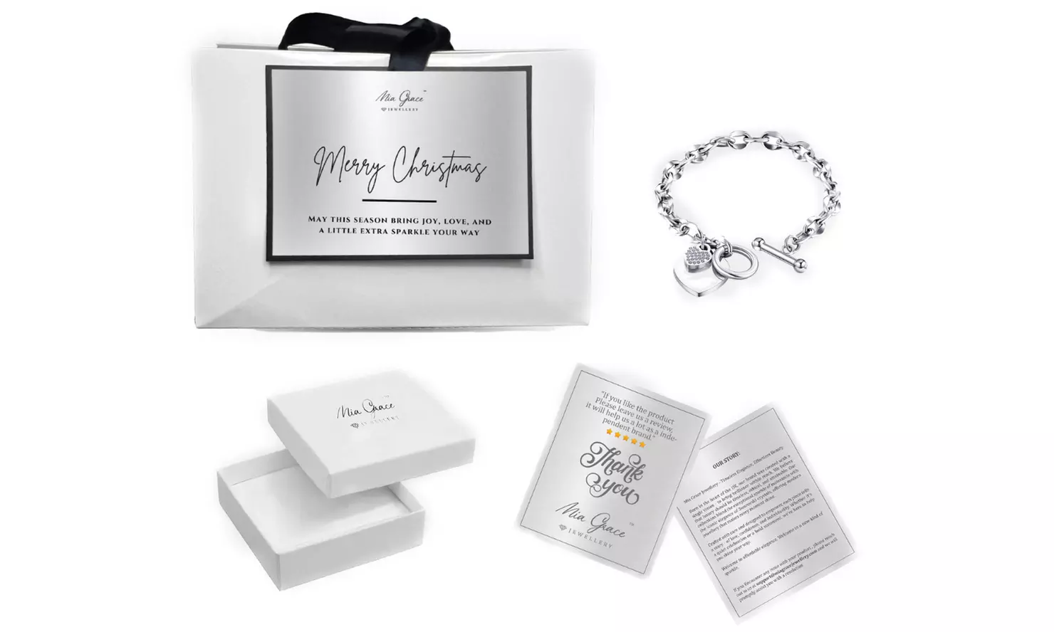 Heart Toggle Bracelet with 25 Crystals from Swarovski - Christmas Gift Packaging