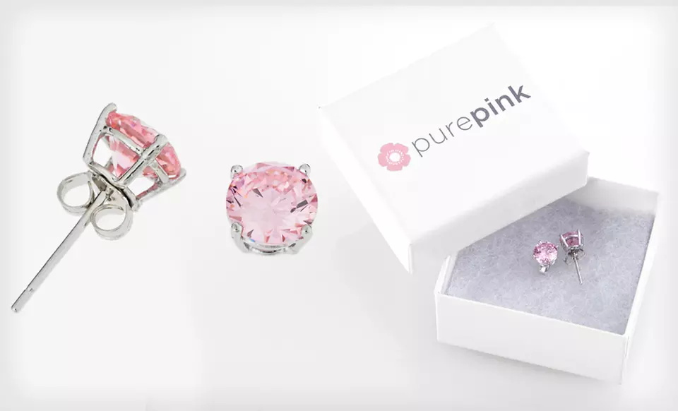 One or Three Pairs of Pink CZ Stud Earrings (Up to 92% Off). Free Shipping for Purchases of $15 or More. Free Returns. - Primary Image