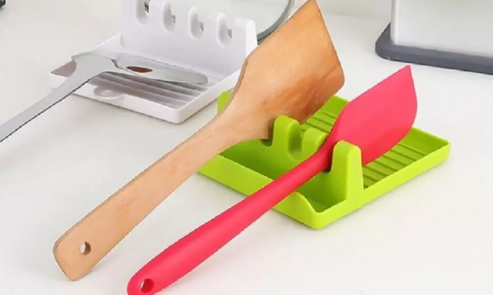 1 Pack Kitchen Heat Resistant pp Spoon Rest Cooking Utensil Spatula Holder Tool