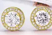 Sterling Silver Cubic Zirconia Classic Halo Stud Earrings - Second Medium
