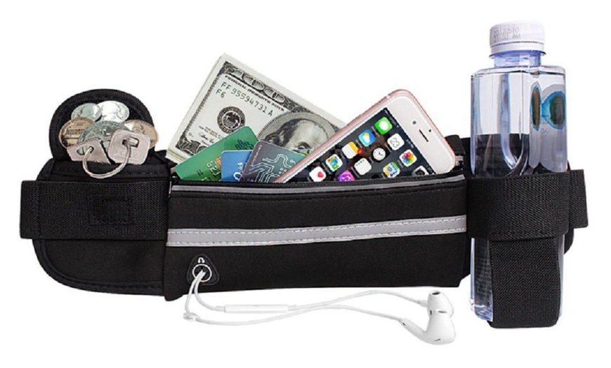 Image 3: Running Bum Bag Fanny Pack Travel Waist Money Belt Zip Hiking Pouch Wallet