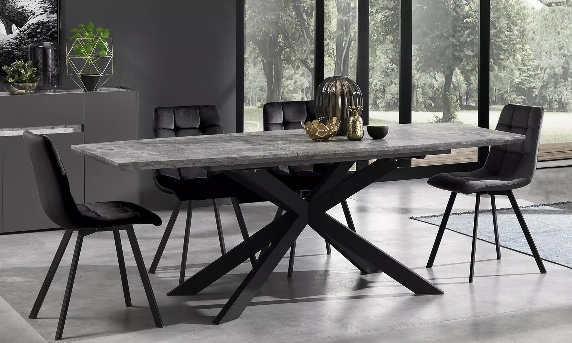 Lot de 4 chaises Amelie avec effet velours, coloris au choix et livraison offerte - Primary Image