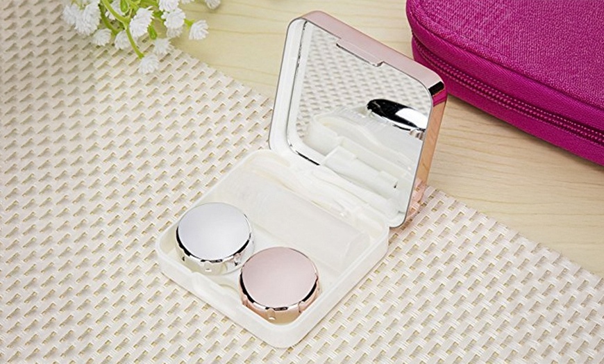 Image 3: Mini Contact Lens Travel Case Box Container Kit Set Holder With Mirror