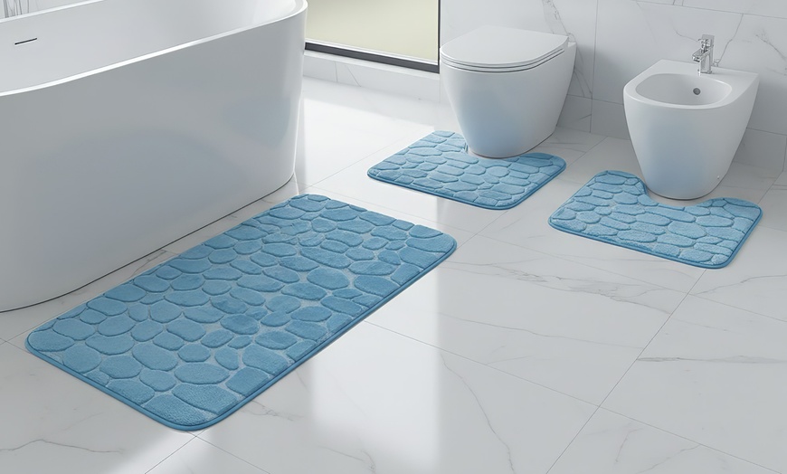 Image 3: Set di 3 tappeti bagno antiscivolo con imbottitura effetto memory