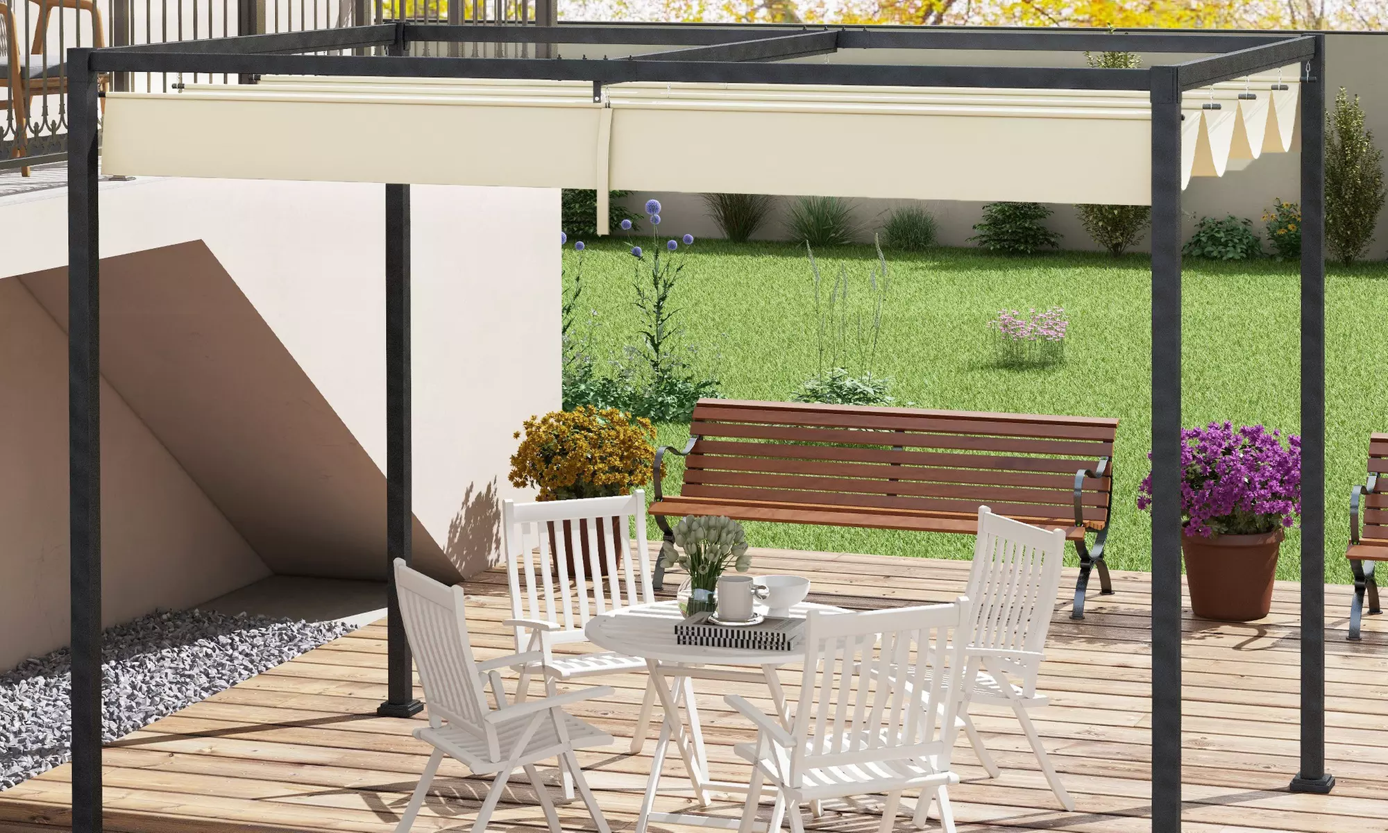 Outsunny Retractable Pergola Canopy