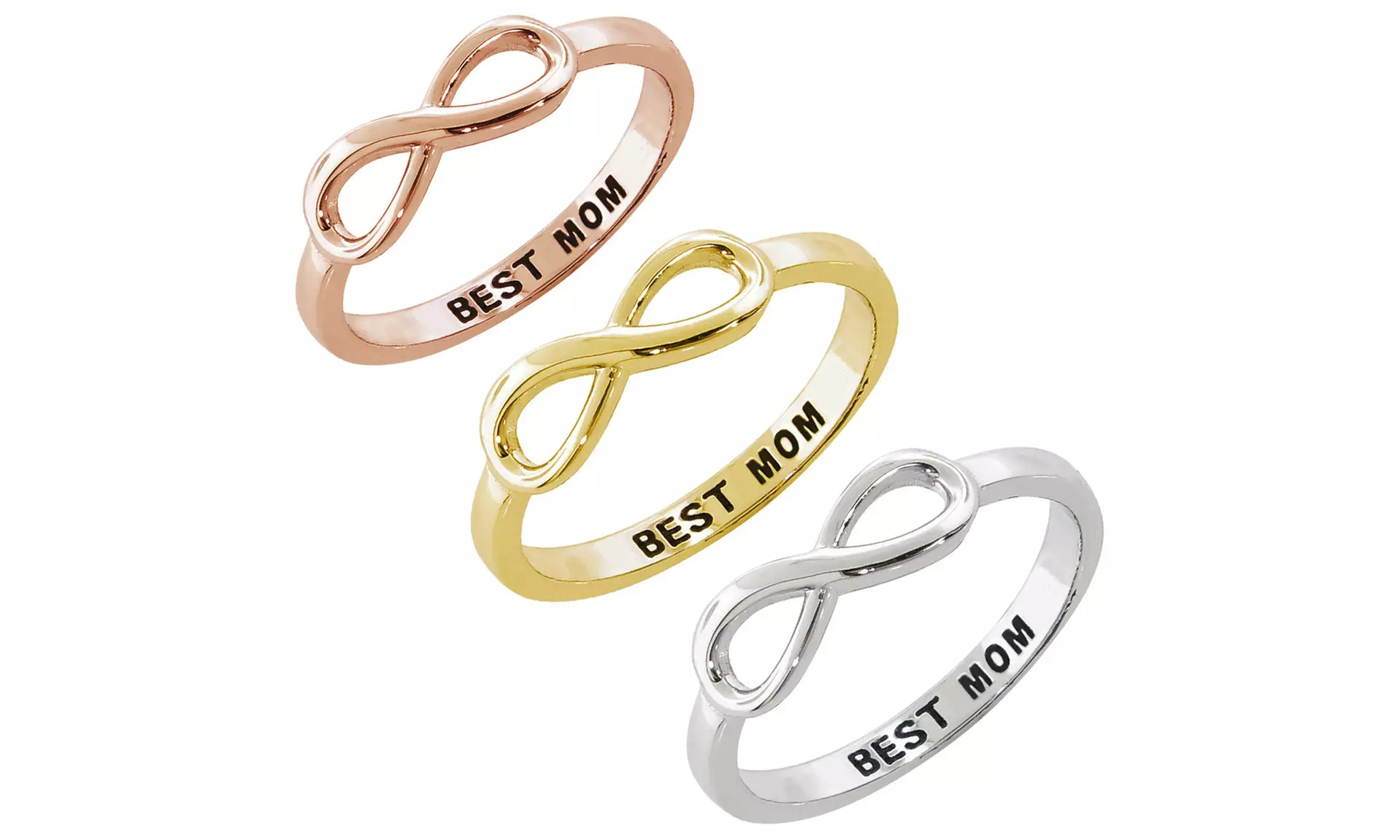 Sterling Silver "BEST MOM" Infinity Rings - Primary Image