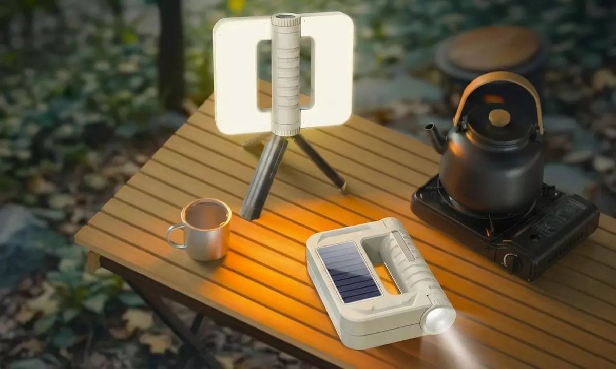 3 in 1 Solar Powered Foldable Camping Lantern & LED Work Light - 400 Lumens, USB Rechargeable