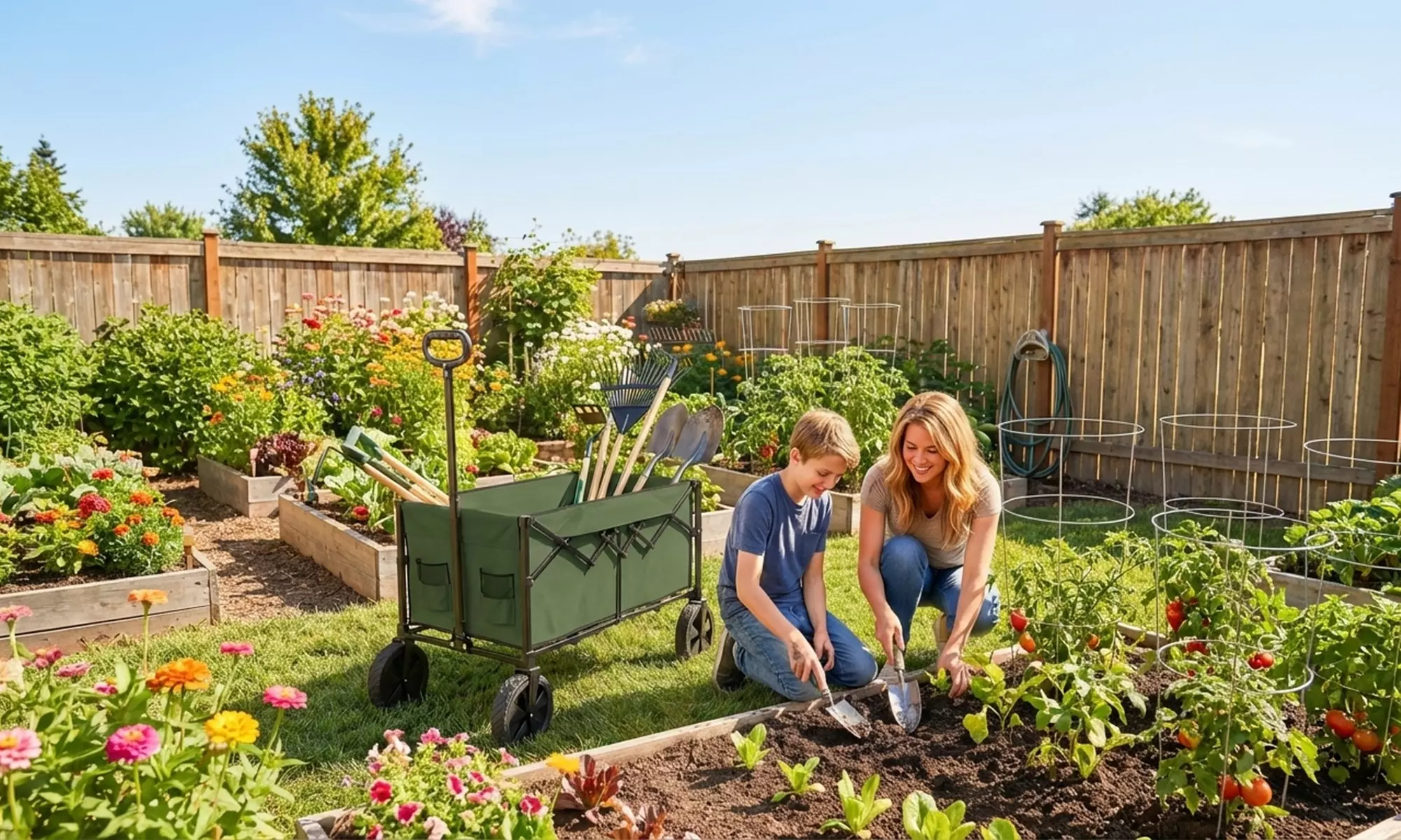 Outsunny Heavy-Duty Folding Wagon Cart