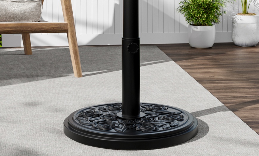 Image 4: Large 3m Black Rotating Outdoor Parasol with Multiple Base Styles