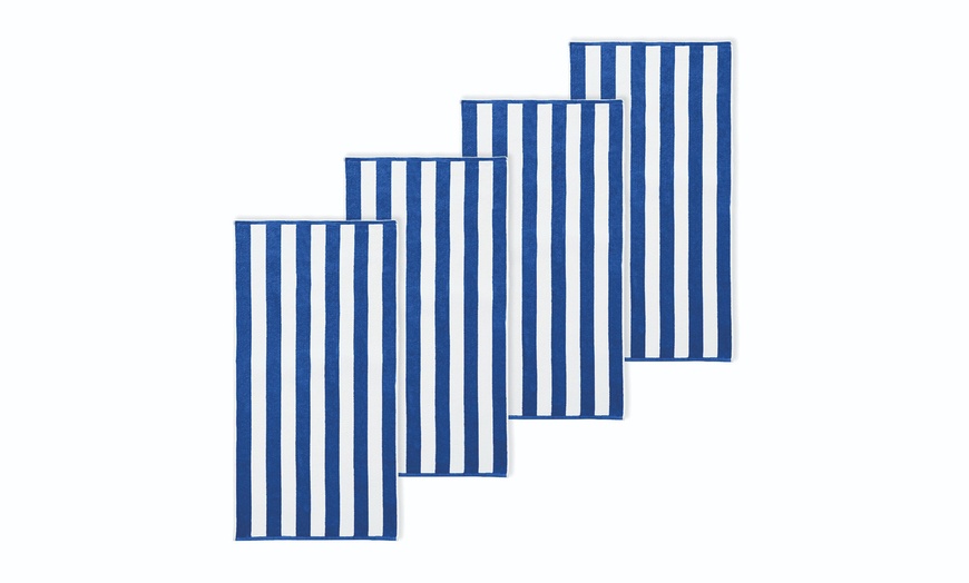 Image 2: 4 Pack Premium Cotton Cabana Beach Towel