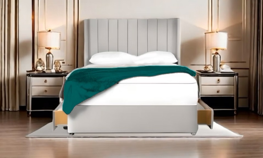 Image 3: Plush Panel Wing Divan Bed Set